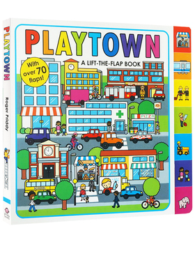 大开本 Playtown系列 A Lift-the-Flap Book 纸板书翻翻书 Priddy 儿童启蒙 儿童绘本 撕不烂纸板书