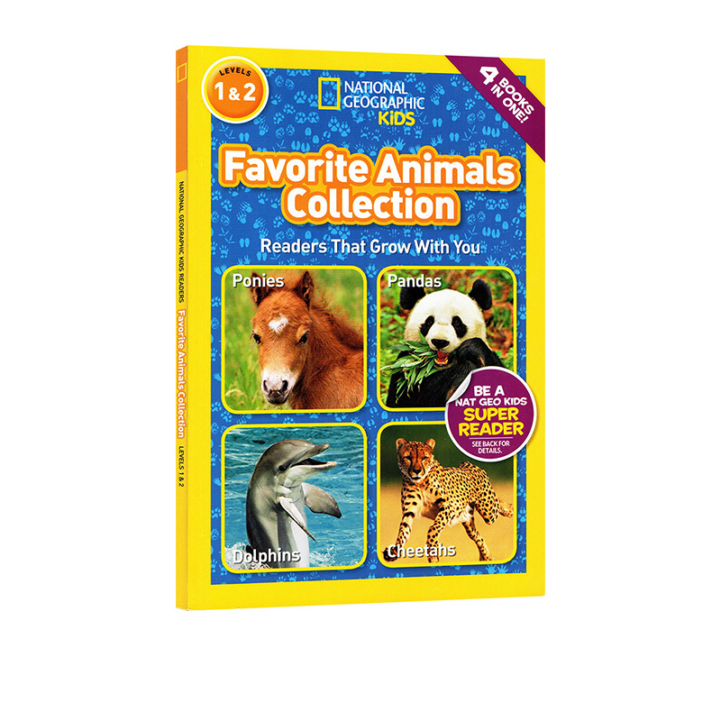 英文原版 National Geographic KIDS Favorite Animals Collection 4个动物故事合辑 L1L2 美国国家地理儿童百科分级读物 STEM课程