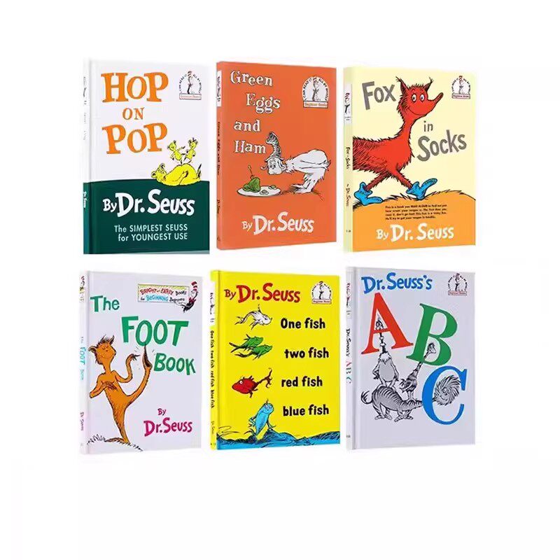 苏斯博士6册 精装英文原版绘本Dr Seuss Fox in Socks/Hop on Pop/One Fish 廖彩杏有声书单 儿童启蒙故事书