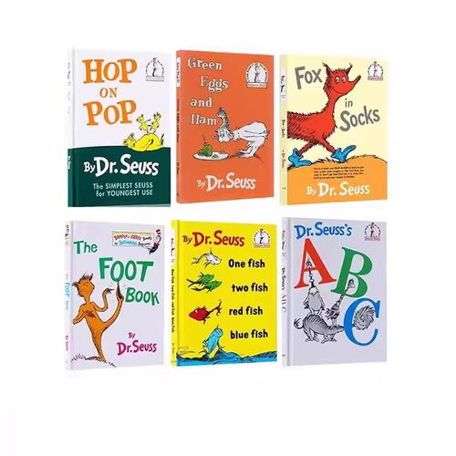 苏斯博士6册 精装英文原版绘本Dr Seuss Fox in Socks/Hop on Pop/One Fish 廖彩杏有声书单 儿童启蒙故事书