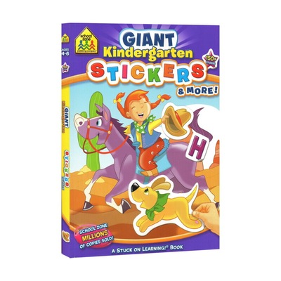 4-6岁贴纸练习 School Zone Giant Kindergarten Stickers and More 幼儿园贴纸活动全彩练习册 英文原版