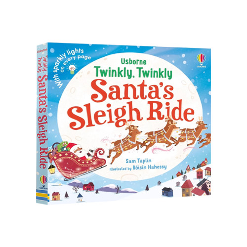 英文原版 Twinkly Twinkly Santa's Sleigh Ride 闪闪发光的雪橇之旅 圣诞节纸板游戏书儿童睡前故事