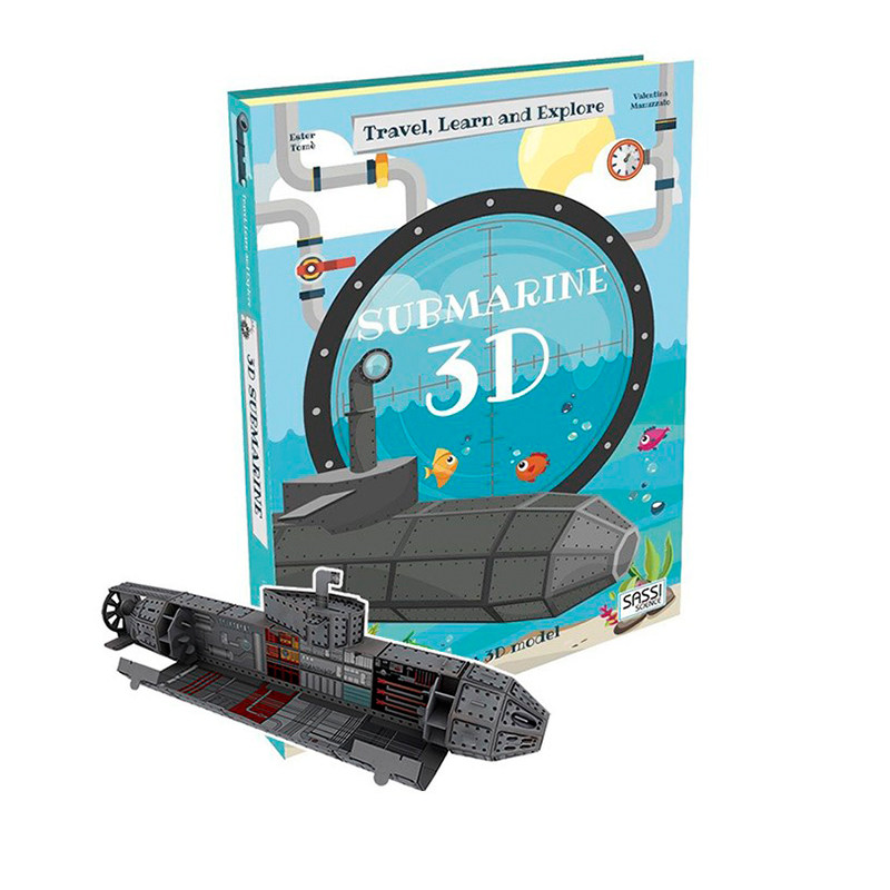 英文原版 Travel Learn And Explore Submarine 3D潜艇模型书 真实可拼装模型书 STEAM 少儿科普知识绘本 创意手工操作书游戏书