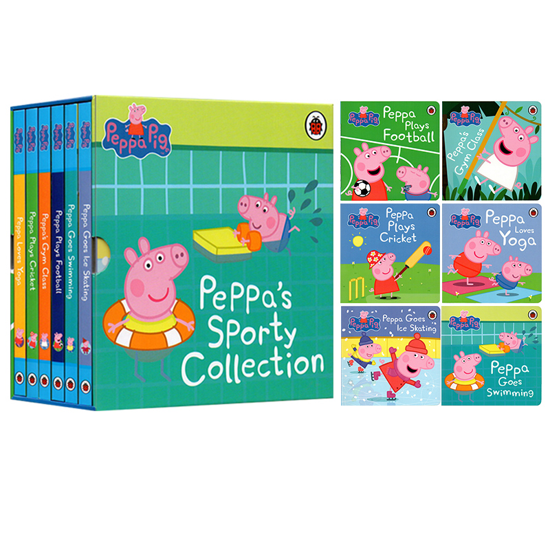 Peppa's Sporty Stories 小猪佩奇爱运动礼盒装 6册纸板书 学游泳/足球/滑冰/瑜伽 粉红猪小妹 Ladybird 小瓢虫
