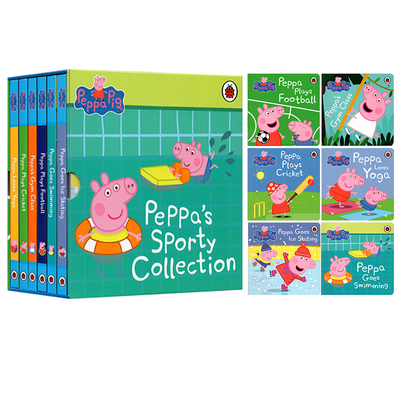 Peppa's Sporty Stories 小猪佩奇爱运动礼盒装 6册纸板书 学游泳/足球/滑冰/瑜伽 粉红猪小妹 Ladybird 小瓢虫
