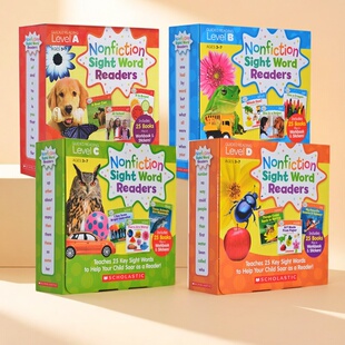 学乐高频词 Scholastic 英文原版 入门关键字词 Nonfiction Sight Word Readers ABCD 4盒高 学乐常见词关键词科普读本100册
