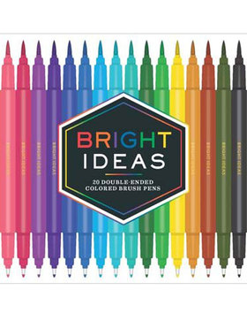 英文原版 Bright Ideas: 20 Double-Ended Colored Brush Pens:20 Colored Pens 20色双头彩笔
