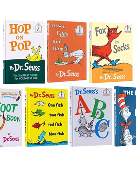 苏斯博士7册 精装英文原版绘本Dr Seuss Cat In The Hat/Fox in Socks/Hop on Pop/One Fish 廖彩杏有声书单 儿童启蒙故事书