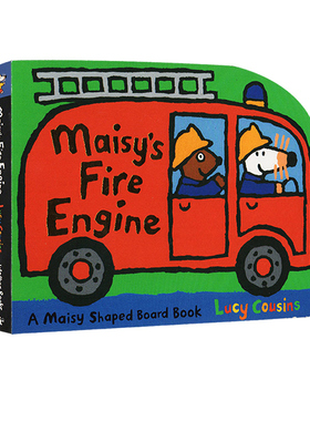 英文原版绘本 Maisy Fire Engine A Maisy Shaped Board Book 小鼠波波交通工具造型纸板书 纸板撕不烂 幼儿英语早教书