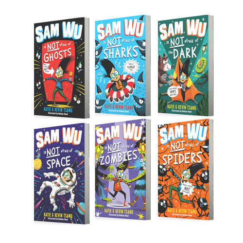 预售 山姆不是胆小鬼6册 英文原版小说 Sam Wu Is Not Afraid Of Ghosts Spiders Zombies冒险章节桥梁书