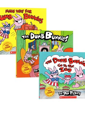 The Dumb Bunnies 糊兔日记英文原版绘本3册 疯狂的兔子幽默搞笑趣味图画故事书 神探狗Dog man同作者Dav Pilkey 早教宝典