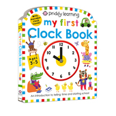 First Book 英文原版 Clock Learning 附可操作时钟 纸板造型书 Priddy 幼儿时间认知动手能力培养 启蒙绘本故事图画
