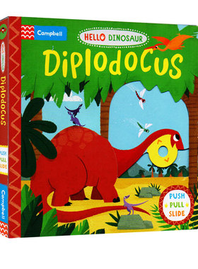 英文原版 Hello Dinosaur Diplodocus 你好恐龙 纸板机关操作书 幼儿科普百科 幼儿STEM启蒙图画书