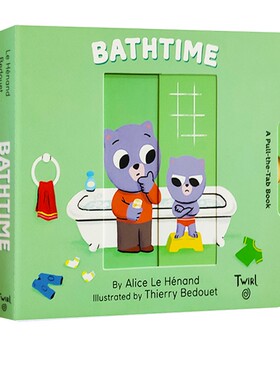 英文原版 Pull And Play Bathtime 纸板书 抽拉机关操作书 幼儿生活习惯培养绘本 儿童启蒙绘本