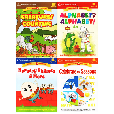 英文原版 Captivate Educate系列 美国幼儿认识教育教辅练习书4册 Education 字母数字时间单词