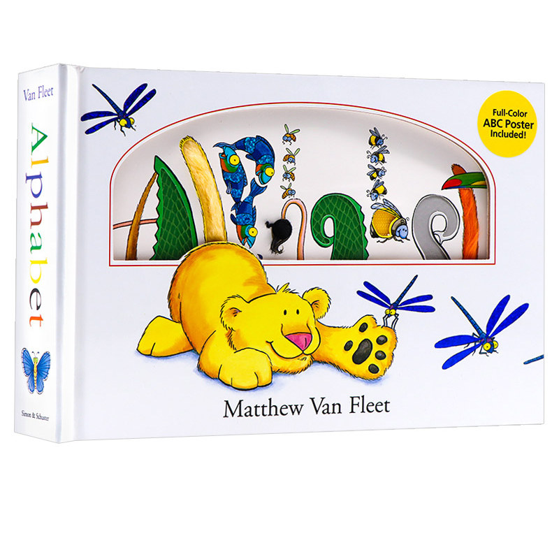 Alphabet 字母Matthew Van Fleet 英文原版绘本低幼英语单词趣味动物卡通启蒙认知 大开纸板操作书机关推拉 益智游戏书 触摸翻翻书