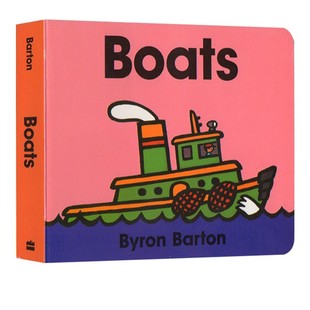 Byron 幼儿启蒙认知绘本图画书 Board 船 交通工具 Barton 拜伦巴顿 纸板书 Book Boats 英文原版