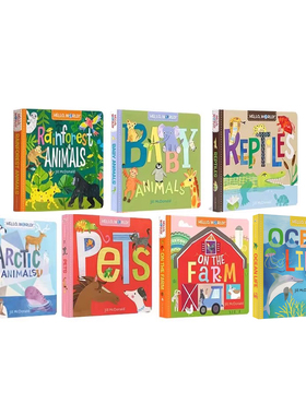 英文原版 Hello World 你好科学小世界 7册 动物系列纸板书 Pets/Arctic Animals/Baby Animals 幼儿STEM启蒙图画书