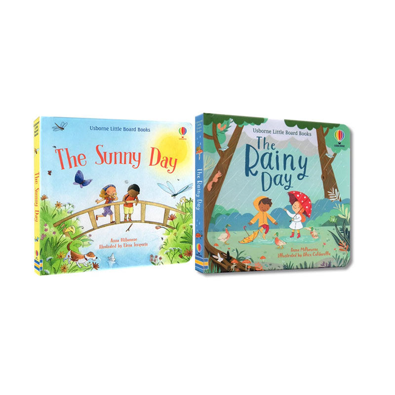 套装二 英文原版 usborne little board book rainy 2册 纸板书 天气