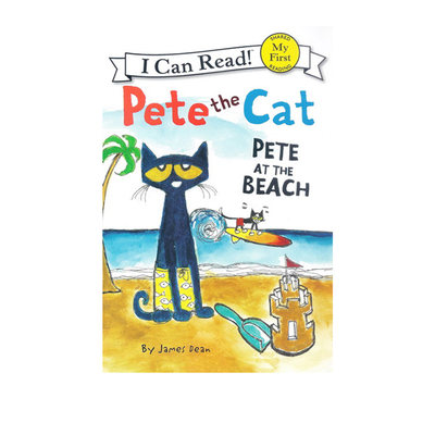 英文原版 Pete the Cat: Pete at the Beach 皮特猫 I can read 1分级读物 儿童绘本图画故事书