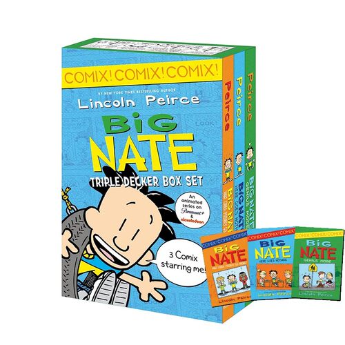 预售 Big Nate Triple Decker 我们班有个捣蛋王系列3册 大内特冒险记英文原版青少年课外阅读 儿童爆笑漫画章节书