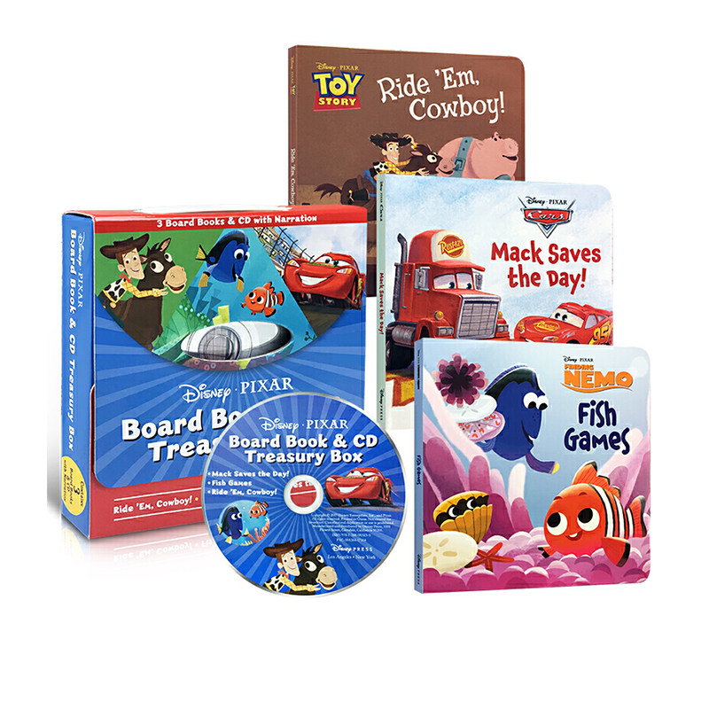 Disney Pixar 皮克斯 迪士尼 故事绘本 礼盒装 纸板书3册+CD  Treasury finding nemo海底总动员 玩具总动员 汽车总动员 英文原版,书籍/杂志/报纸,儿童读物原版书,淘宝优惠券,粉丝福利购,淘宝优惠卷