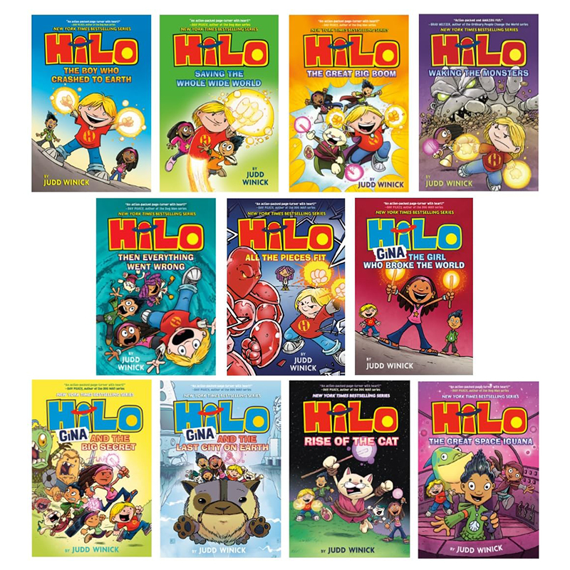 英文原版 Hilo Book11册  Gina The Girl Who Broke the World 希罗书系列 精装 打败怪物拯救世界 科幻冒险 儿童全彩漫画桥梁章节