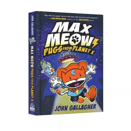 英文原版 Max Meow 3：Pugs From Pla 马克思猫：来自行星的狗 精装全彩漫画书绘本 爆笑漫画故事书 中小学英语课外阅读