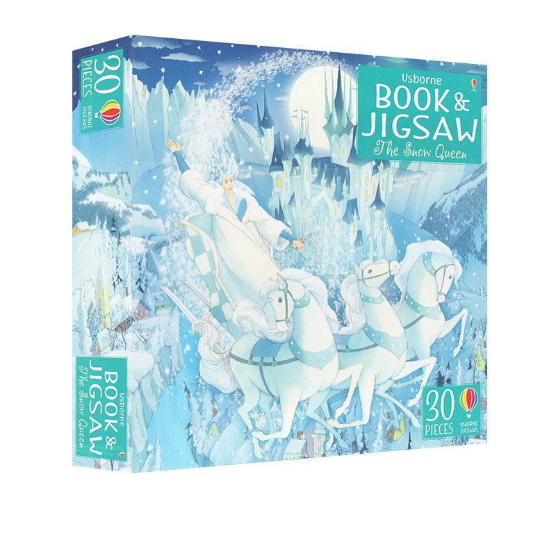 英文原版 Usborne Book and Jigsaw The Snow Queen 冰雪女王拼图 附拼图书 儿童早教益智拼图玩具 尤斯伯恩