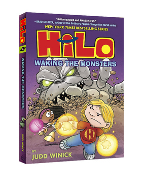 英文原版 Hilo Book 4: Waking The Monsters 希罗书系列 精装 吉娜 儿童全彩漫画桥梁章节小说