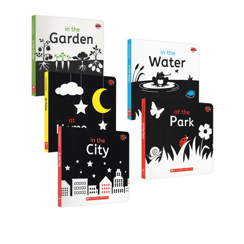 英文原版 Scholastic First Look Books City/Park/Water/Home/Garden 5册合售 学乐幼儿场景色彩形状启蒙认知绘本纸板书