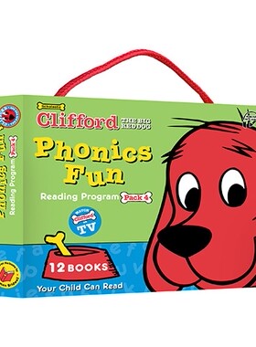 英文原版 新版 大红狗克里弗系列 Clifford Phonics Fun Pack 4 12册 儿童趣味绘本 扫码听音频 自然拼读入门启蒙故事
