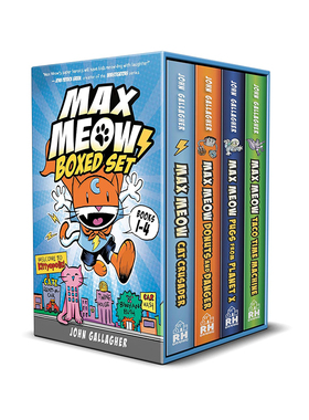 英文原版 Max Meow Boxed Set 1-4 马克思猫 4册 精装礼盒装 精装全彩漫画书绘本 爆笑漫画故事书