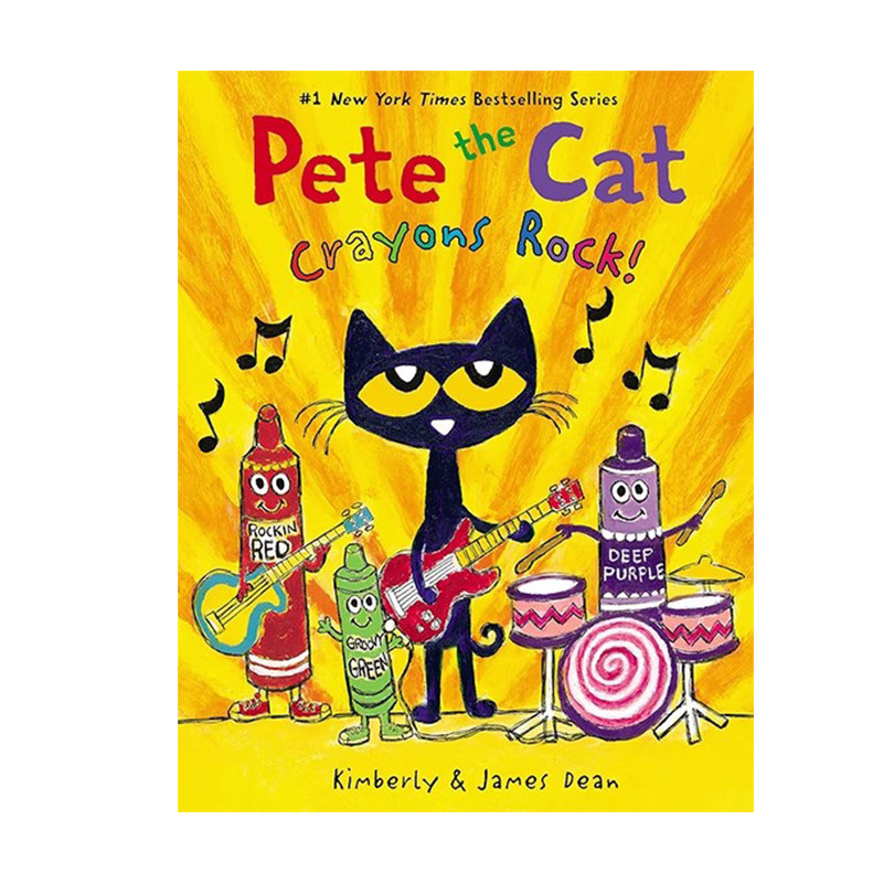 预售 英文原版 Pete the Cat Crayons Rock! 皮特猫蜡笔摇滚 精装绘本 儿童启蒙图画故事书