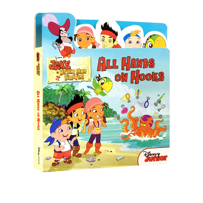 英文原版 Jake and the Never Land Pirates: All Hands on Hooks 早教启蒙造型纸板翻翻书 边学边玩 亲子互动