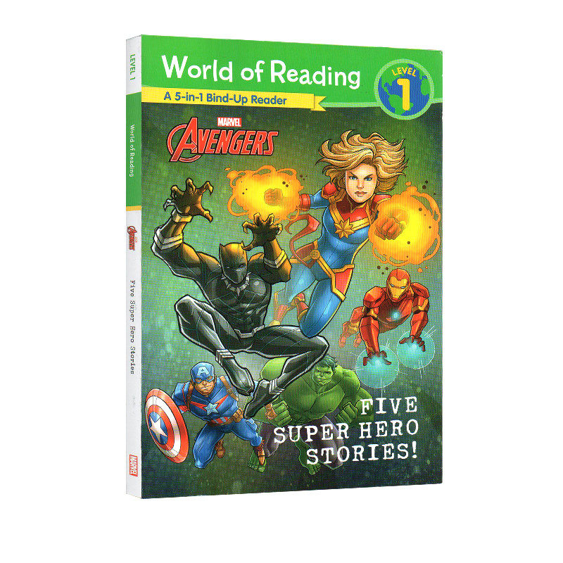 英文原版 漫威复仇者联盟分级读物 5个故事合辑 World of Reading Marvel L1 美国队长钢铁侠 电影绘本图画故事书