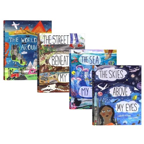 上天入地冒险之旅系列全4册 英文原版The Skies Above My Eyes 我眼中的天空周围的世界 脚下的大海和街道 精装大开本 科普折叠书