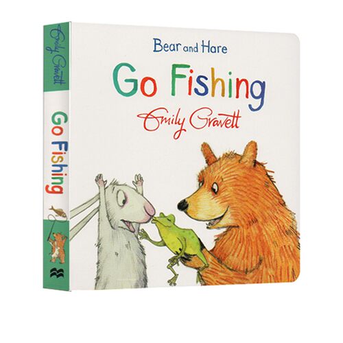 英文原版 Bear and Hare Go Fishing 纸板书 格林威奖作家 Emily Gravett 儿童行为习惯养成 温馨友谊纸板图画书