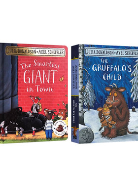 英文原版 The Gruffalo'S Child /The SmartestGiant in Town 咕噜牛小妞妞系列 2册 纸板书朱莉娅唐纳森Julia Donaldson
