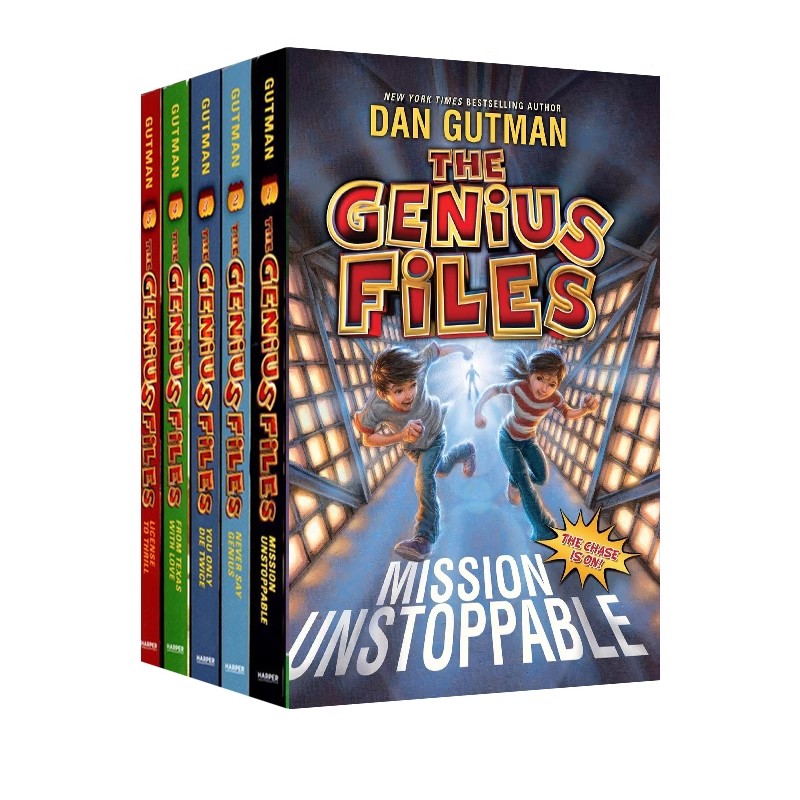 英文原版 天才档案 Genius Files 5册合售 丹·古特曼 Dan Gutman 疯狂学校 My Weird School同作者 青少年课外阅读章节小说