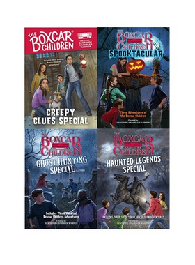 英文原版 Boxcar Children Mysteries 棚车少年 恐怖故事特辑 4册 精装 儿童英语阅读桥梁章节书 中小学生课外读物