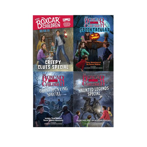 英文原版 Boxcar Children Mysteries 棚车少年 恐怖故事特辑 4册 精装 儿童英语阅读桥梁章节书 中小学生课外读物