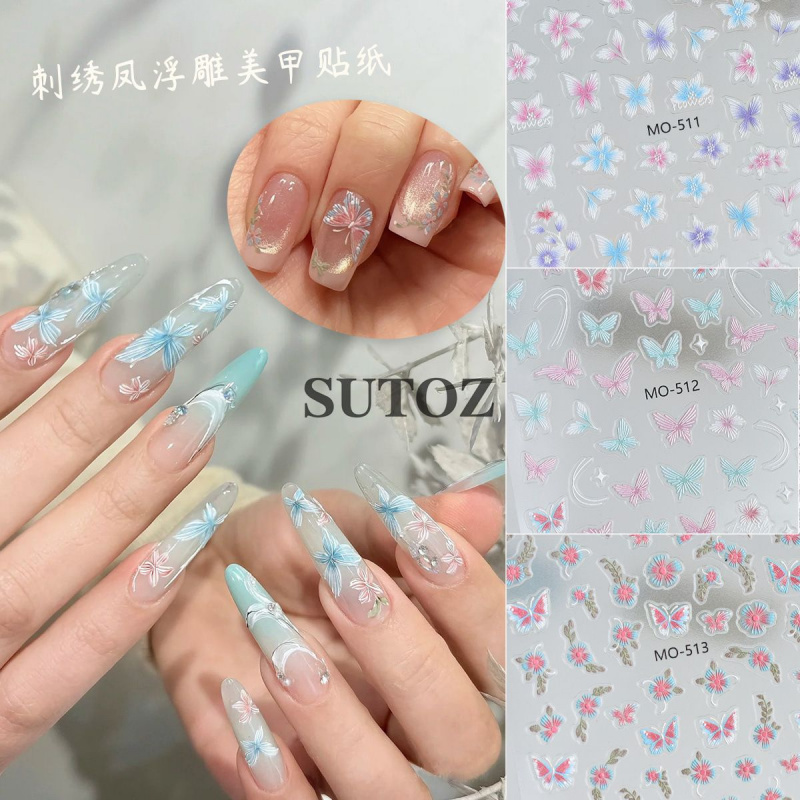 ins春日清新刺绣风小花蝴蝶浮