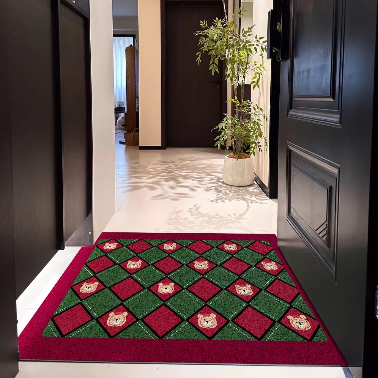 鹿小调新年卡通入户门丝圈地垫进门地毯喜庆防滑除尘脚垫自由裁剪,居家布艺,入户地垫,淘宝优惠券,粉丝福利购,淘宝优惠卷