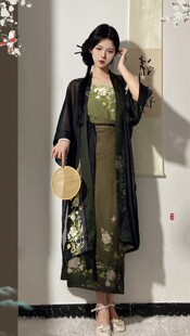 鼎尚原创【青苔雨】宋制汉服女款长干寺旋裙中式古装秋冬日常套装