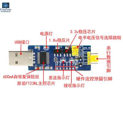 FT32RL串口小板模块 USB2转TL接口3.3V下T载器5V烧录线.18V刷机