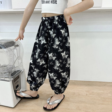 女童夏季防蚊裤2025新款洋气九分裤宝宝薄款透气裤子女孩夏装冰丝