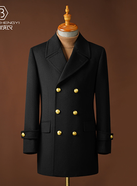 羊毛大衣男士秋冬款双排扣英伦风中长款呢子高端peacoat海军大衣