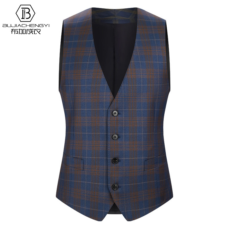 【苏格兰】布加成衣西装马甲修身男士正装商务格子马夹男背心坎肩