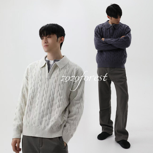 老钱新贵假两件针织毛衣 海鸥领绵羊毛 ZOZOFOREST 3272